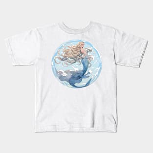 Celestial Symphony: Manga Mermaid's Aurorapunk Tale Kids T-Shirt